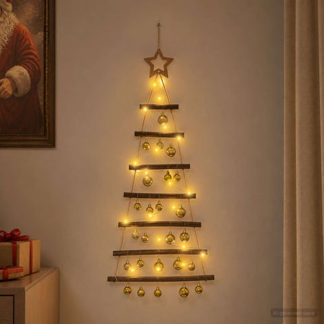 vidaXL Árbol de Navidad colgante con bolas 90 cm 30 LED Blanco Cálido (1/5)
