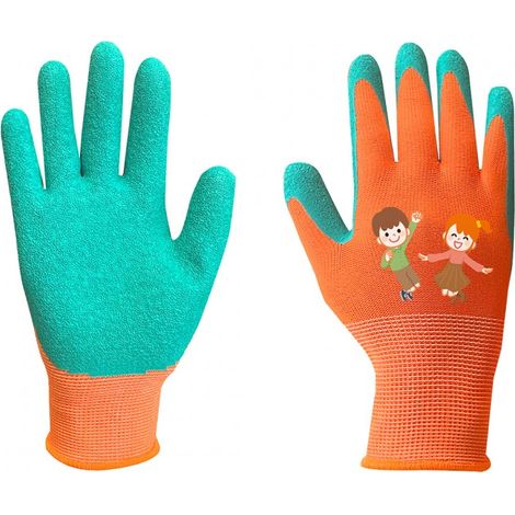 Guanti da lavoro per bambini, in poliestere rivestito in lattice (crincle), taglia 3 (1/5)