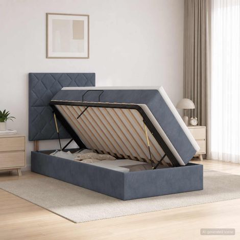 vidaXL Letto con contenitore LED e materasso Grigio Scuro 100 x 200 cm (1/5)