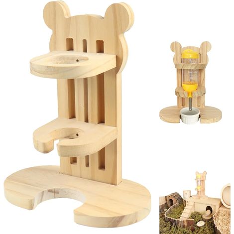 Small Animals Dispenser Bottle for Hamsters, Rodent Bottles, Suitable for Hamsters, Rabbits and Other Small Animals (Wood, Plastic) (1/5)