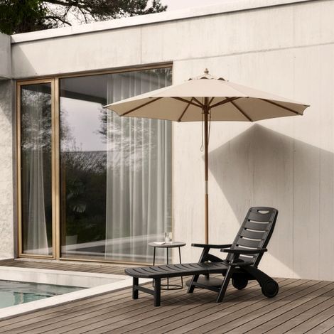 gartentisch holz rund 120 cm IDIMEX Agape 120x75cm, Schwarz/Natur – wetterfester Outdoor Tisch mit Aluminiumgestell und pflegeleichter WPC-Tischplatte in Holzoptik für Garten Terrasse oder Balkon Garten Kissenbezug Mako Satin champagner beige Premium Hotelqualität (Menge):4