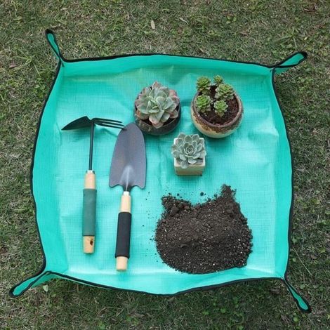 Lot de 2 Tapis de plantation de jardinage PE, tapis de rempotage pliable et étanche pour plantes, Pots de fleurs, tapis de plantatio (1/4)