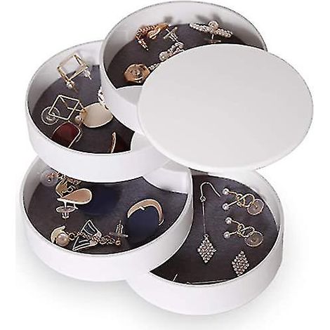 Organisateur de bijoux, étui à plateau de bijoux de voyage rotatif à 4 couches avec couvercle (1/3)