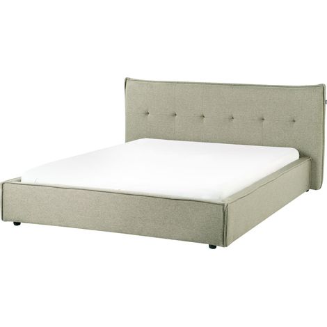 Bed Faux Linen LESTRE 160 x 200 cm (EU King Size) Green