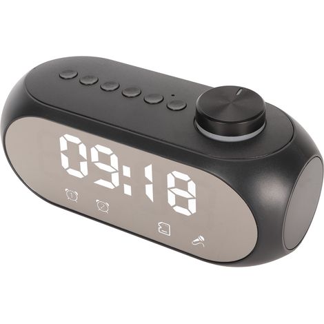 Enceinte Bluetooth sans fil avec éclairage RGB, basses puissantes, affichage de la température, diffusion vocale, radio FM et réveil miroir noir (1/5)