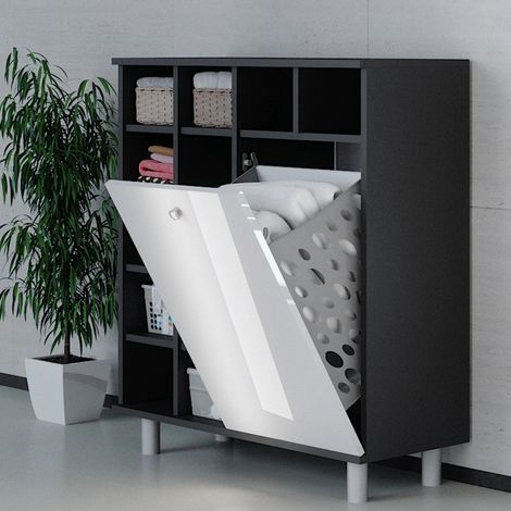Badschrank Fynn, Weiß Hochglanz, 78.4 x 91.6 cm, Vicco