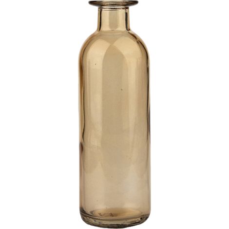 Jarrón de cristal, jarrón de cuello estrecho, botella de cristal decorativa grande (1 amarilla) (1/5)