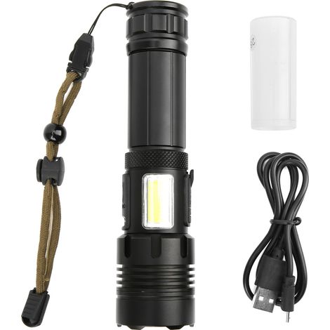 Lampe torche XHP70+COB lumière rouge et blanche, forte luminosité, zoom, rechargeable, équipement de camping. (1/5)