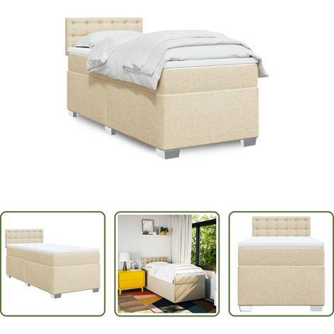 Matelas à ressorts ensachés - Sommier à lattes de lit avec matelas Crème 100x200 cm Tissu (1/5)