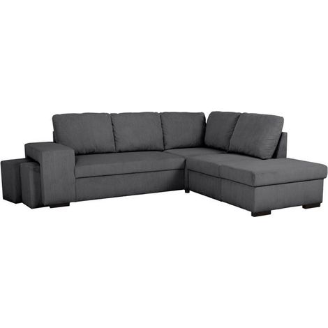 Canapé d’angle convertible réversible CASAPY Mitchell anthracite velours cotelé avec coffre de rangement 83 L et 2 prises USB (1/5)