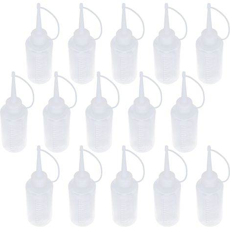 Lot de 15 huiliers pour machines à coudre de 120 ml, bec verseur pointu, pots d'huile vides avec couvercle, pour appareils de couture (1/5)