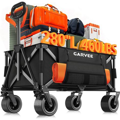 Chariot de jardin pliable 200kg – Roues tout terrain 20cm – Tissu Oxford imperméable – Pliage compact en 1 seconde – Hydromotrix