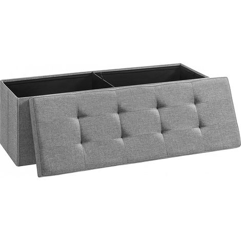 SONGMICS MAZIE Collezione - Cassapanca, Pouf Contenitore, Poggiapiedi Pieghevole da 38 x 110 x 38 cm, Ottomano, Portante 300 kg, per Soggiorno, Camera da Letto, Entrata, Grigio Chiaro LSF77G