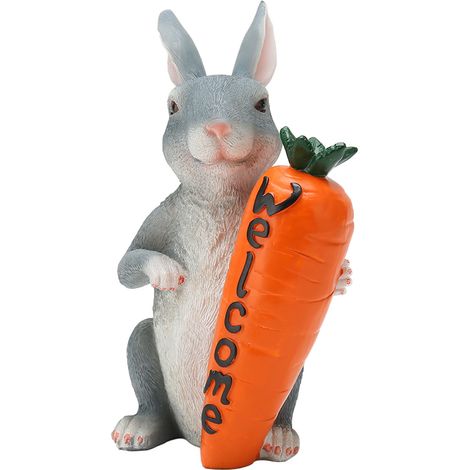 Lapin de Pâques statue mignon, peint à la main, résistant à l'eau et aux UV, décoration de jardin pour cour et pelouse. (1/5)