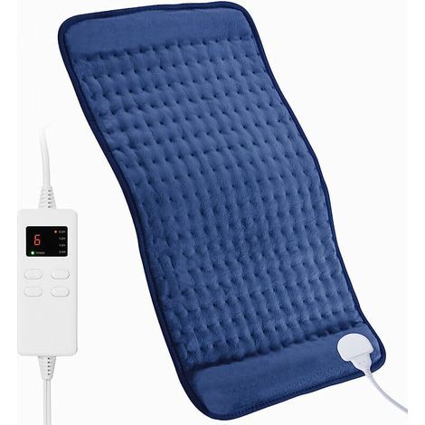 BDD Heizdecke, elektrisches Heizkissen mit automatischer Abschaltung. 30 × 60 cm Heizkissen für Rücken, Nacken und Schultern (Blau) (1/5)