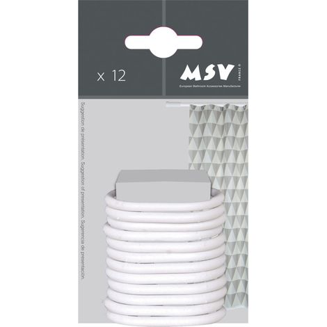 Lot de 12 anneaux pour rideaux de douche Blanc MSV