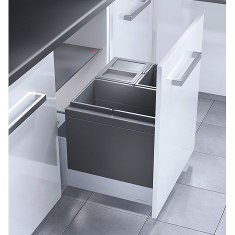 Hailo – Poubelle tri sélectif encastrable 3 bacs 54L – Dimensions 60cm – Couvercle fixe anti-odeurs – Installation facile dans meubles coulissants