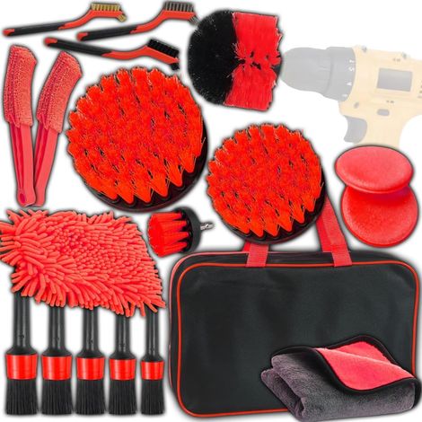 Dépoussiérage & Lavage Sans Effort : Kit 19 Pièces avec Pinceaux, Chiffons Microfibres & Brosse Jante (1/5)
