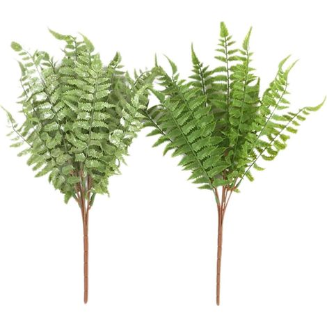 Plante à Feuilles de Fougère Artificielle Lot de 2 Pièces en Plastique Vert sans Entretien, pour Décoration de Noël et Fête de Récolte (1/5)