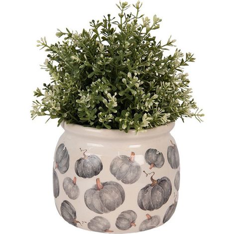 Pot de Fleurs céramique Citrouille gris 16x13cm (1/3)