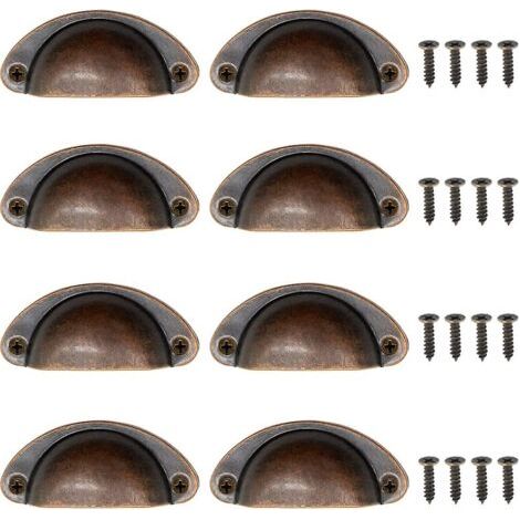 Juego de 8 tiradores de estilo antiguo, tiradores para muebles antiguos, tiradores semicirculares para cajones, tiradores para puertas y armarios de cocina. (1/2)