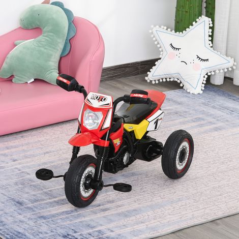 Tricycle enfant moto cross rouge, effets musicaux et lumineux, coffre rangement, parfait pour petits aventuriers 2-5 ans (1/5)