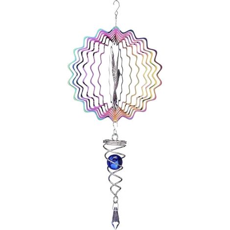 Carillon éolien suspendu en inox, moulin à vent 3D rotatif décoratif extérieur (1/5)