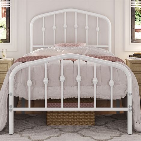 Yaheetech – Cadre de lit en métal 90x190 cm – Tête de lit déco effet couronne – Structure solide avec sommier à lattes – Idéal pour petits espaces (1/5)