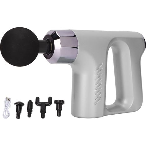 Pistolet de Massage Percussion Electrique pour Muscles et Tissus Profonds, Appareil de Massage Vibrant Portable Argenté (1/5)