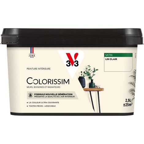 Peinture murale intérieure Colorissim® V33 Lin clair Satin 2,5L (1/5)