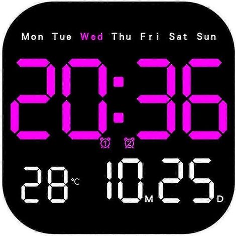 Horloge murale numérique avec affichage de la température, de la date et du jour de la semaine, horloge de table électronique 12/24h, réveil LED mural avec télécommande. (1/5)