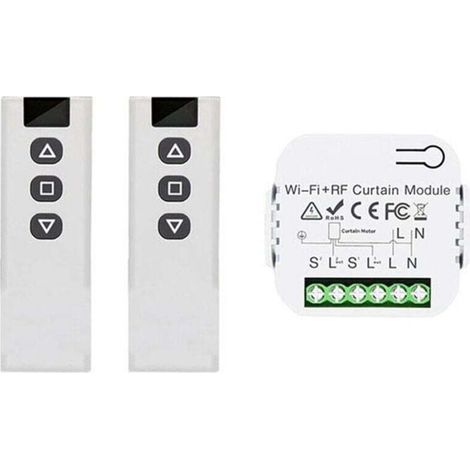 Interrupteur Volet Roulant Connecté WiFi 433Mhz Compatible Smart Life Avec Télécommande 2 Canaux (1/5)