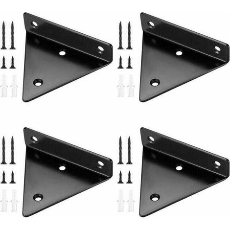 Ulisem 4 Pièces Supports d'étagère Flottants, Supports à Tablettes Muraux Triangulaires Invisibles, Equerre Etagere Murale Métal pour étagère (1/4)