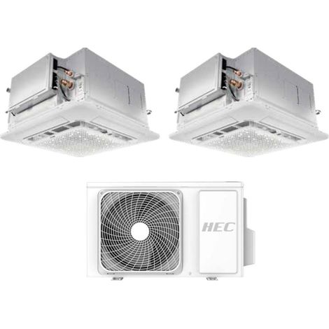 Haier – Climatiseur réversible dual split cassette 12+12 BTU – Installation encastrée – Technologie Inverter – Gaz R32 A++ – Diffusion 360° silencieuse
