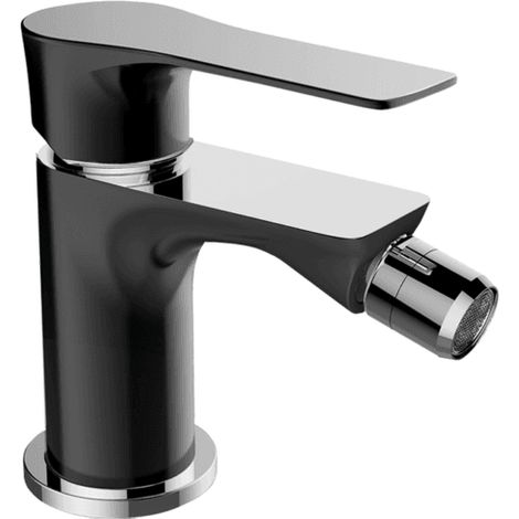 Grifo de bidé de pie RAILA cromado negro con tapón