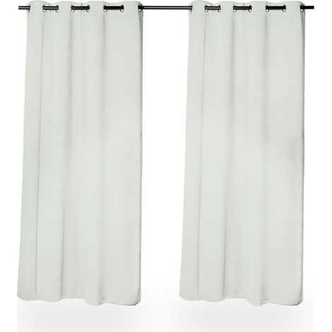 Relaxdays 2 Cortinas Opacas de 245x135 cm, Oscurecen, No Transparentan, con Ojales, Blackout, Gris