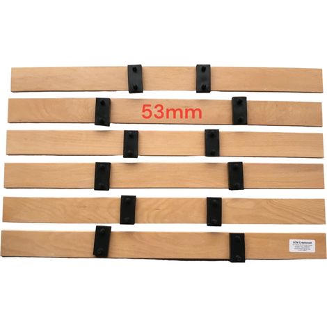 Lot de 6 Lattes de 79cm (790mm) Largeur 53mm épaisseur 8mm 7 Plis avec 12 Embouts, latte de lit,  SCM Créations (1/5)