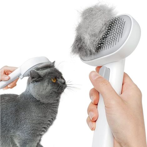Selbstreinigende Katzenbürste, Bürste für Lang- und Kurzhaarkatzen, Katzenpflegebürste zur Unterwollentfernung und Massage (1/5)