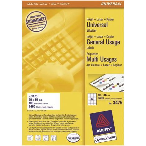 Avery Zweckform, Labels Avery 70 x 36mm, A4 (3475) (1/2)