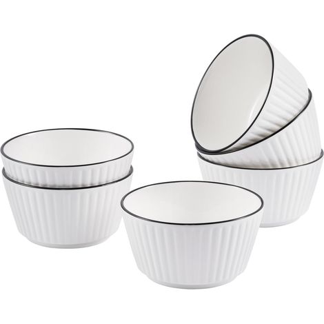 Lot de 6 bols à glace en céramique de 300 ml pour glace, desserts, collations, empilables, adaptés aux enfants, faciles à nettoyer au lave-vaisselle (1/5)