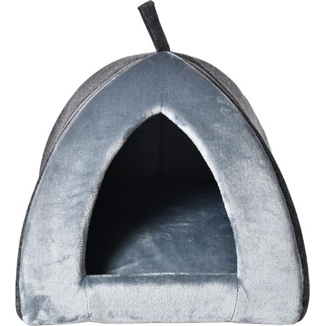 Niche Douillette pour Chat/Chien intérieur/Confortable, avec Coussin de Couchage, env. 40 x 35 x 40 cm, Polyester, Gris