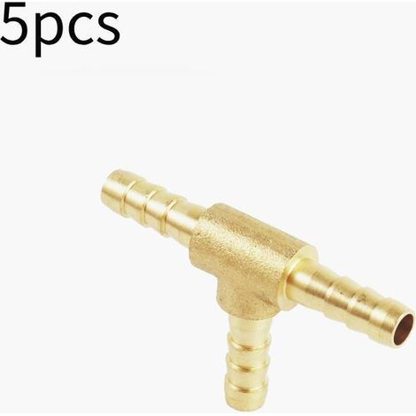 Lot de 5 connecteurs de type T à 3 voies, connecteur de tuyau de carburant en laiton, pour tuyau de gaz à air comprimé (8 mm) (1/2)