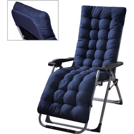 Coussin pour chaise longue de jardin, coussin de rechange épais, coussin individuel réglable (bleu foncé), A (1/5)