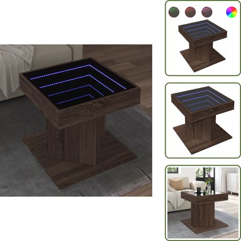 LED-Couchtisch Braun Eichen-Optik 50x50x45 cm Holzwerkstoff - Couchtisch - Couchtische - Beistelltisch - Sofatisch (1/5)
