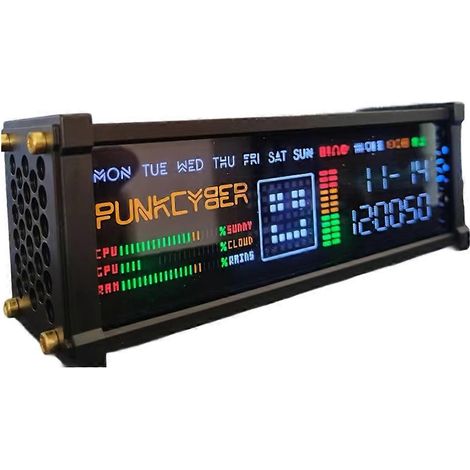 Décoration de bureau cyberpunk à faire soi-même, horloge électronique WFD, horloge rétro à tube fluorescent LED à matrice de points, cadeau (1/5)