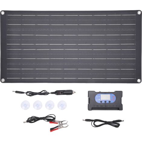Kit Panneau Solaire 25W Régulateur 100A Charge Rapide USB3.0 Portable Camping ABS Léger Efficace (1/5)