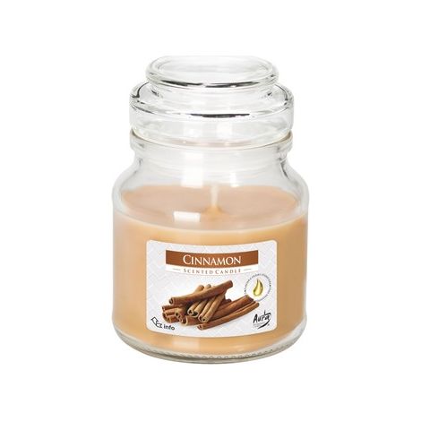 Candela profumata alla cannella in barattolo, 7x9,9 cm, fino a 28 ore di durata.