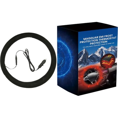 Chauffage de volant  Protection antidérapante sans fil 12 V  Housse de volant de voiture sans fil à brancher pour homme et femme, pour l'hiver, les trajets en voiture par temps froid (1/5)