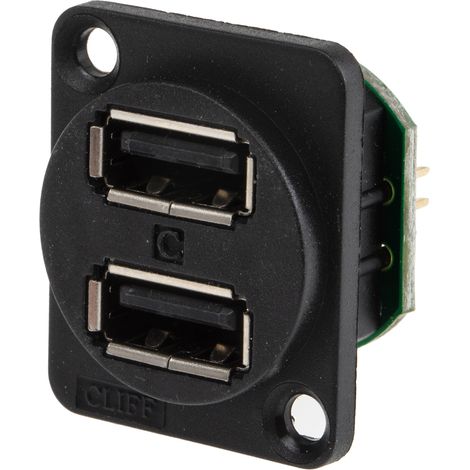 Connecteur USB 2.0 Femelle RS PRO 2 ports, Montage panneau, Droit ( Prix pour 1 ) (1/2)