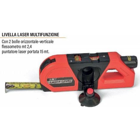 LIVELLA LASER MULTIFUNZIONE AVRO FLESSOMETRO METRO 2,4M MISURAZIONE PARETI